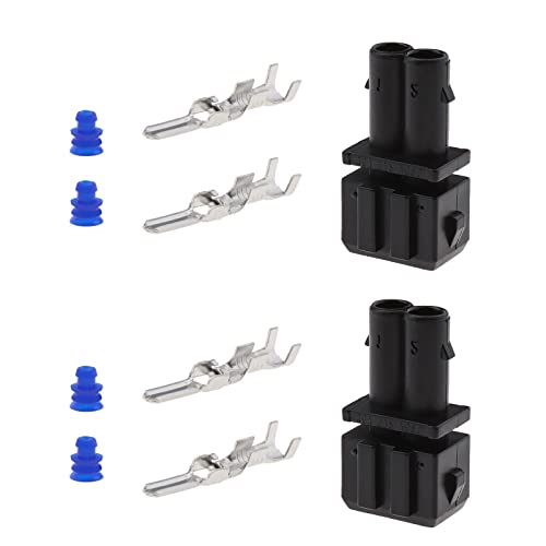 ECSiNG 2 Sets Männlich Adapter 2 Pin Stecker mit Klemmen/Dichtungen 357972762 Auto Wasserdicht Reparatursatz Blinker Lampenfassung Stecker von ECSiNG