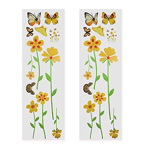 ECSiNG 2 x Blumen-Schmetterling-Aufkleber für Mülleimer, Kühlschränke, Fenster, Wände, Türen, Haushaltsmöbel. von ECSiNG