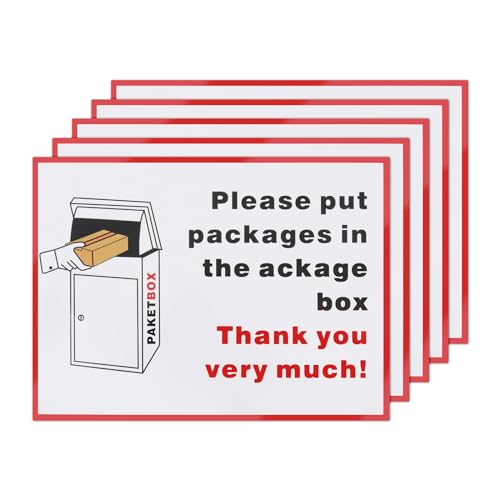 ECSiNG 5 Stück Paketkasten-Aufkleber „Please Put The Oackage In The Parcel Box“-Schilder, PVC-Paketkasten-Aufkleber, 20 X 15 Cm, für Zuhause Oder Geschäft, Englisch von ECSiNG