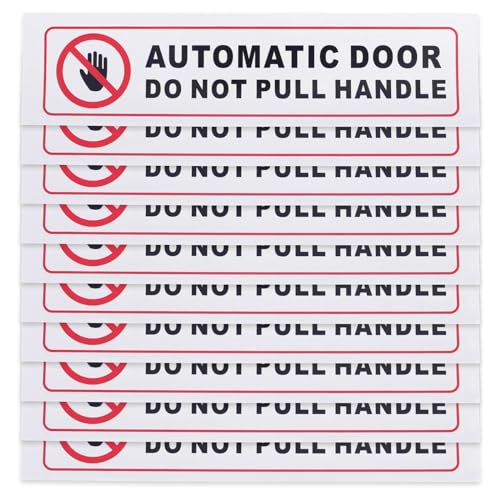 ECSiNG 10 Stück automatische Türschild-Aufkleber "Do Not Pull Handle Caution", Warnschild, Warnung, selbstklebende Aufkleber für Van, Auto, Vehile, Taxi, 150 mm x 35 mm von ECSiNG
