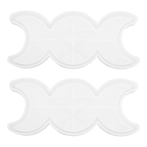 ECSiNG 2 Stück Silikon-Kerzenhalter Form Teelichtständer Kristall Epoxy Gießformen Mond Stern Tablett Harz Form Zubehör für DIY Herstellung von ECSiNG