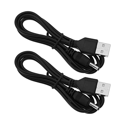 ECSiNG 2 Stück USB-Ladekabel USB auf DC 3,5 mm Loch rund Ladekabel kompatibel mit Fairywill Elektrische Zahnbürste Stereo Kleiner Ventilator Reiniger 5 V 1 A 1 Meter schwarz von ECSiNG