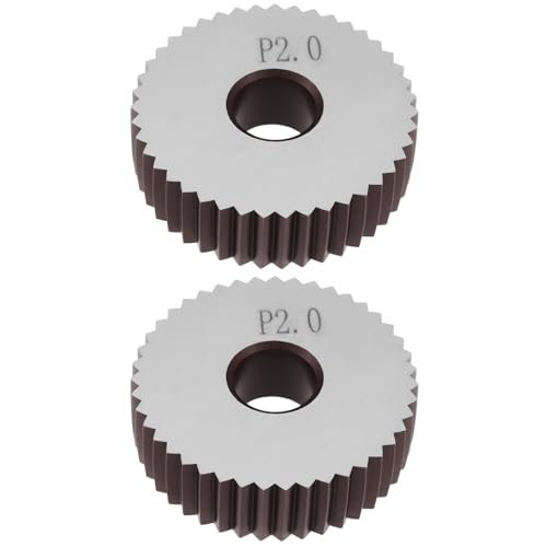 ECSiNG 2 x P2,0 mm gerade Rändelräder, 28 x 8 x 8 mm, Stahlrollen für Rändelwerkzeuge und Drehmaschinenhalter von ECSiNG