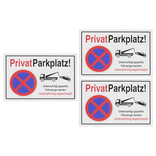 ECSiNG 3 Stück Privatparkplatz Parkverbotsschild Parkverbots Erinnerungsschild 30 X 20 X 0,3 cm Dicke Hartschaumplatte Parkplatz Wird Abgeschleppt Schild Deutsche Version von ECSiNG