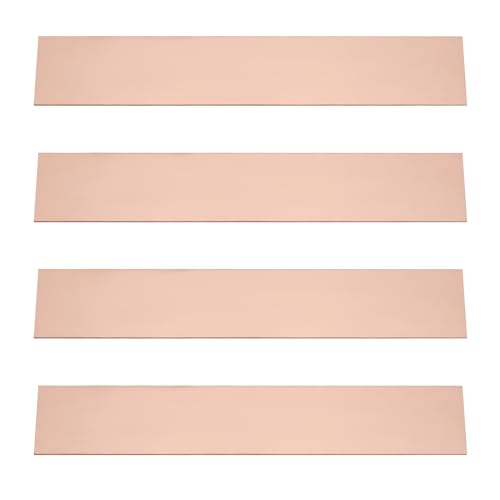 ECSiNG 4 Stück reines Kupferblech, 150 mm x 25 mm, 1 mm dicke Schutzfolie, befestigte rechteckige Kupferplatten für Handwerk, Schmuckherstellung, DIY-Modellbau von ECSiNG