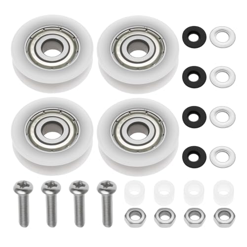 ECSiNG 4er-Set Gewächshaus-Schiebetürräder 21 Mm Gewächshaustürräder Nylon-Ersatzset mit Schrauben Und Muttern Duschtürrollen Glasrollenersatz von ECSiNG