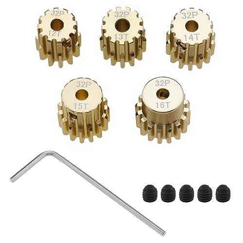 ECSiNG 5 Stück 32DP 3,175 mm Ritzelmotor-Getriebe-Set 12T 13T 14T 15T 16T für 1/10 RC Auto 3650 540 550 bürstenlose Motorwelle Ritzel Ersatzteile von ECSiNG
