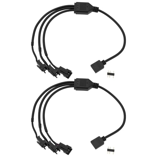 ECSiNG Adapterkabel, 5 V, 3-polig, ARGB-Buchse auf SM-Stecker, 1 auf 3 ARGB-Split-Kabel, 30 cm, für PC-LED-Streifen, 5 V, ARGB-Lüfter, Computergehäuse, 2 Stück ECSiNG Adapterkabel, 5 V, 3-polig, ARGB-Buchse auf SM-Stecker, 1 auf 3 ARGB-Split-Kabel, 30 cm, für PC-LED-Streifen, 5 V, ARGB-Lüfter, Computergehäuse, 2 Stück von ECSiNG