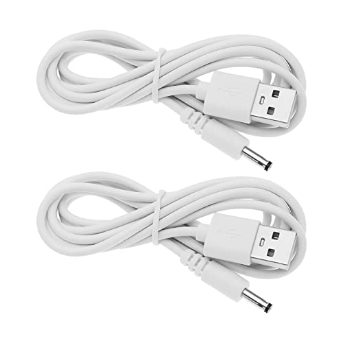 ECSiNG USB-Ladekabel USB auf DC, 3,5 mm, rund, Ladekabel, kompatibel mit Fairywill elektrische Zahnbürste, Stereo, kleiner Ventilator, 5 V, 1 A, 1 m, Weiß, 2 Stück von ECSiNG