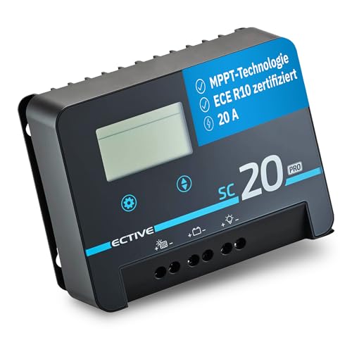 ECTIVE - Laderegler Solar 12/24 Volt SC 20 PRO - MPPT Solar-Laderegler 20A 100V mit Bluetooth – Solarladeregler Ladegerät für AGM, Gel, Lithium-Batterien - Solar Charge Controller ECE R10 Zertifiziert ECTIVE - Laderegler Solar 12/24 Volt SC 20 PRO - MPPT Solar-Laderegler 20A 100V mit Bluetooth – Solarladeregler Ladegerät für AGM, Gel, Lithium-Batterien - Solar Charge Controller ECE R10 Zertifiziert von ECTIVE