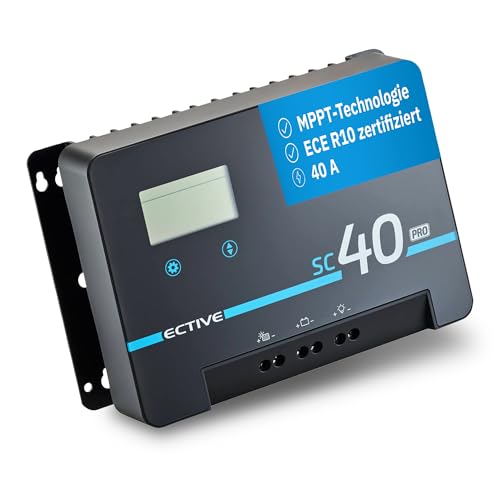 ECTIVE - Laderegler Solar 12/24 Volt SC 40 PRO - MPPT Solar-Laderegler 40A 100V mit Bluetooth – Solarladeregler Ladegerät für AGM, Gel, Lithium-Batterien - Solar Charge Controller ECE R10 Zertifiziert ECTIVE - Laderegler Solar 12/24 Volt SC 40 PRO - MPPT Solar-Laderegler 40A 100V mit Bluetooth – Solarladeregler Ladegerät für AGM, Gel, Lithium-Batterien - Solar Charge Controller ECE R10 Zertifiziert von ECTIVE