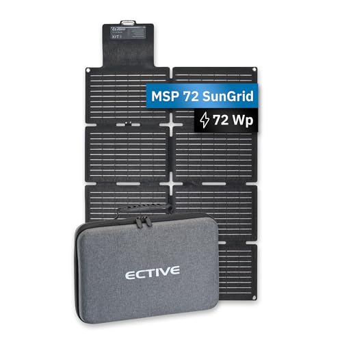 ECTIVE - Solarpanel faltbar MSP 72 SunGrid – Klappbares Solarmodul 72W mit USB-A & -C Anschlüssen - Tragbare Solartasche mit Kabel für BlackBox/AccuBox – Für Camping, Wohnmobil, Outdoor & Festival von ECTIVE