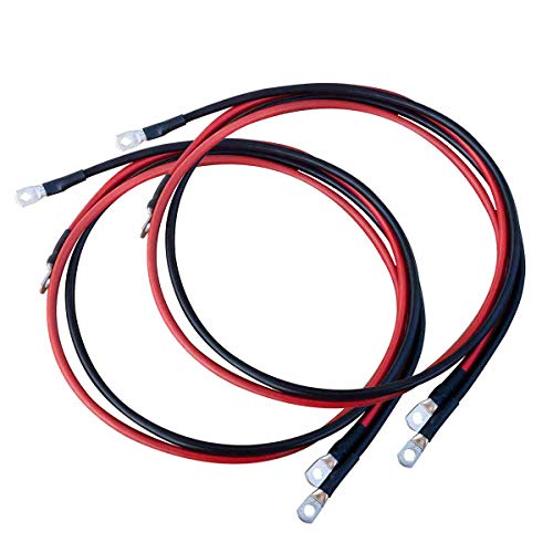 ECTIVE Wechselrichter Kabel – M8/M8, 1m, rot/schwarz, Kupfer, 10 mm² - Batteriekabel, Kabel-Satz, Kabel für Wechselrichter 1500W mit Ringösen für 12V Batterie, Versorgungsbatterie, Autobatterie von ECTIVE
