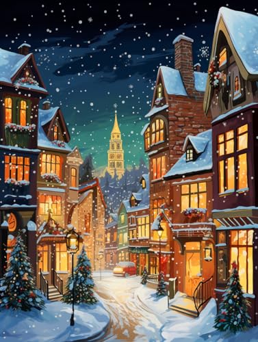 11CT Kreuzstickerei Set bedruckter Stoff, Weihnachtsstraßennachtszene,F DIY Stickerei Simple Entry Set Pre-Print Stickerei für Mädchen Handwerk Artikel Stickerei 11CT Kreuzstickerei Set bedruckter Stoff, Weihnachtsstraßennachtszene,F DIY Stickerei Simple Entry Set Pre-Print Stickerei für Mädchen Handwerk Artikel Stickerei von ECUCU