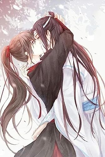 ECUCU Hand Volle Linie Vorgedruckte Stickerei Starter Kits Cartoon-Figuren Wei Wuxian und Lan Zhan vorgedrucktes Design-Kreuzstichset, 40 x 50 cm FüR Erwachsene Kinder AnfäNger von ECUCU