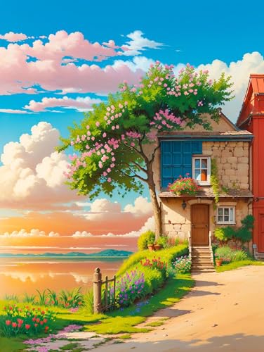 ECUCU Kreuzstich Stickpackungen Vorgedruckt, Pastorale Einfamilienhütte,A, Sticken Set Erwachsene Kreuzstich Bild,Sticken Set Anfänger für Wandkunst-Heimdekoration ECUCU Kreuzstich Stickpackungen Vorgedruckt, Pastorale Einfamilienhütte,A, Sticken Set Erwachsene Kreuzstich Bild,Sticken Set Anfänger für Wandkunst-Heimdekoration von ECUCU