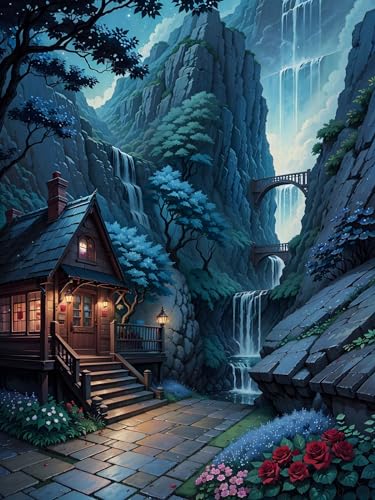 ECUCU Kreuzstich-Stickset, Hütte in den Bergen,J, 11CT DIY gestempelte Kreuzstich-Kits Hand Volle Linie Vorgedruckte Stickerei Starter Kits für Anfänger ECUCU Kreuzstich-Stickset, Hütte in den Bergen,J, 11CT DIY gestempelte Kreuzstich-Kits Hand Volle Linie Vorgedruckte Stickerei Starter Kits für Anfänger von ECUCU