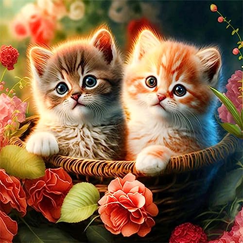 ECUCU Stickvorlagen Kreuzstich Kreuzstich-Set mit niedlichen Blumen, Stickerei, Tierkorb, Katze, 30 x 40 cm FüR Erwachsene Kinder AnfäNger ECUCU Stickvorlagen Kreuzstich Kreuzstich-Set mit niedlichen Blumen, Stickerei, Tierkorb, Katze, 30 x 40 cm FüR Erwachsene Kinder AnfäNger von ECUCU