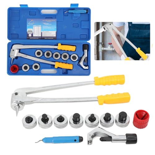 ECUTEE 10-28mm Rohraufweiter Satz Rohrspreizer Set Rohrexpander Rohrweiter Aufweitzange Rohraufweitung Werkzeug für Kupfer-, Messing- und Aluminiumrohre, Mit 10/12/16/19/22/25/28mm Expansionsköpfen von ECUTEE