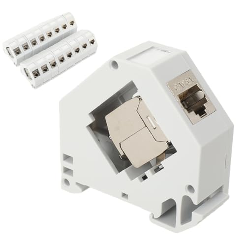 ECUTEE 16x CAT6A Keystone Modul and Rail Adapter Hutschienenadapter Set Passt auf Genormte Hutschien, Rechteckiger Prisma Steckverbinder für Halterungen, 10 Gbit/s Netzwerk Snap-In Montage ECUTEE 16x CAT6A Keystone Modul and Rail Adapter Hutschienenadapter Set Passt auf Genormte Hutschien, Rechteckiger Prisma Steckverbinder für Halterungen, 10 Gbit/s Netzwerk Snap-In Montage von ECUTEE