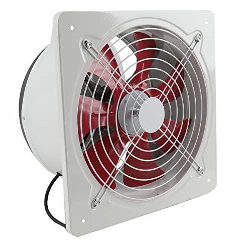 ECUTEE 220V 12" Axiallüfter Abluftventilator 300mm Axialventilator Küchenabluftventilator Industrieller Metall Lüfter Wandluftventilator im Badezimmer Garage Weiß-Rote Lüfterflügel 2650 m³/h von ECUTEE