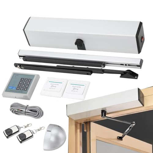 ECUTEE Automatischer Turöffner Drehtüröffner Kit, Türöffner und Türschließer 50W Drehtor Bedieneröffner Schließer Türen Gestänge Tür Schließer mit 2 Fernsteuerung Sensor, Belastung 150kg von ECUTEE