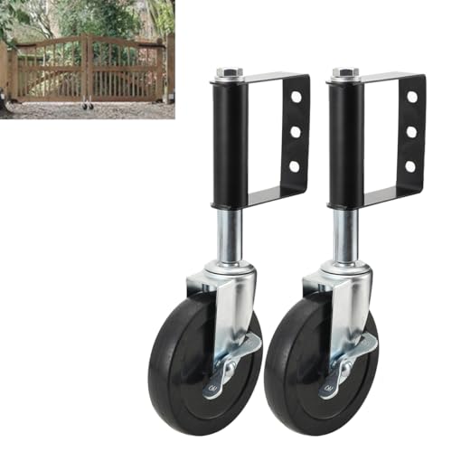 ECUTEE Federbelastete Torrollen Gefederte Laufrolle 360° Lenkrollen für Schiebetore Torrolle 125mm mit Federbelastung, Hochleistungs Türrollen Türrad mit seitlichen Feststellbremsen 5Zoll Gummiräder von ECUTEE