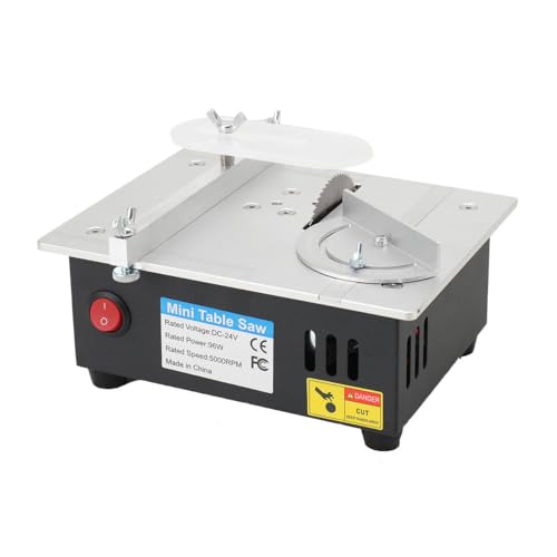 ECUTEE Mini Tischkreissäge Einstellbarer Tischsäge Elektrische Tischsägen 96W Tragbare Kleine Table Saw Haushalts Schneidwerkzeug für Holz DIY, mit 7-Gang-Drehzahlregelung, 5000U/min von ECUTEE