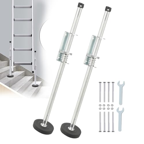 ECUTEE 1 Paar Leiternnivellierung Verstellbare Abnehmbare Füße für Außen Innen Treppen, Schiebeleitern Stabilisator Leiter Beinnivellierung Werkzeug, Max Load 150kg/330lbs Rutschfest Stabile Plattform von ECUTEE