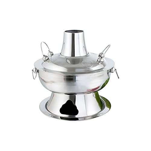 ECVYGJ Shabu Shabu Pot Hotpot Cooker chinesischen Feuertopf, Große Kupfer-Edelstahl Traditionelle Holzkohle beheizt Suppe Dampftopf Küchenhelfer Kochgeschirr Antihaft (Color : Silver) von ECVYGJ