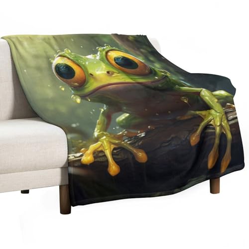Decke Frosch Kuscheldecke Tagesdecke Sofa, Blanket Überwurfdecke Sofadecke Hässlich Wohndecke, Flauschige Couchdecke Merinodecke, Flauschig Warm Plaid (80x130cm) von ECWECC