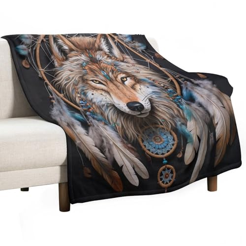 ECWECC Wolf Bedruckte Kuscheldecke Niedlich Tier Wölfe Decke Flauschig Weich Fleecedecke Sofa Decke 150x200cm Blanket Für Kinder Erwachsene von ECWECC