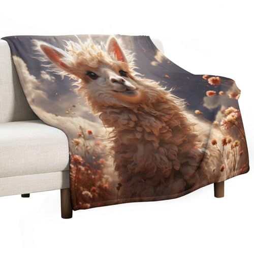 Kuscheldecke Flauschig Alpaka Decke Fleecedecke - Sofadecke 180x200cm Warm Wohndecke Couchdecke, Tier Thema Decke Weich Sofaüberwurf von ECWECC