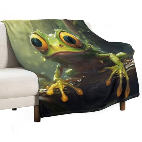 Wohn- & Kuscheldecke Frosch Flauschig Decke Fleecedecke Wohndecke Warm Winter Weich, Sofadecke Hässlich, Decke Couch Blanket, Kinder, 130x150cm, Sofa Überwurfdecke von ECWECC
