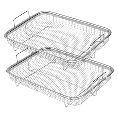 Luftfritteusenkorb for den Backofen, Grillkorb aus Edelstahl, Antihaft-Netzkorb, Luftfritteusen-Tablett, Drahtgitter-Bratenkorb von ECWRWWGI