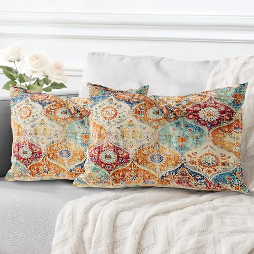 ECZOIL 2er Set Boho Kissenbezüge 30x50 cm,Böhmische Blumen Dekorative Kissenhülle Flachs 12x20 Inch Doppelseitiger Druck Dekorative Kissenbezug für Wohnzimmer Sofa Schlafzimmer-Cremefarben ECZOIL 2er Set Boho Kissenbezüge 30x50 cm,Böhmische Blumen Dekorative Kissenhülle Flachs 12x20 Inch Doppelseitiger Druck Dekorative Kissenbezug für Wohnzimmer Sofa Schlafzimmer-Cremefarben von ECZOIL