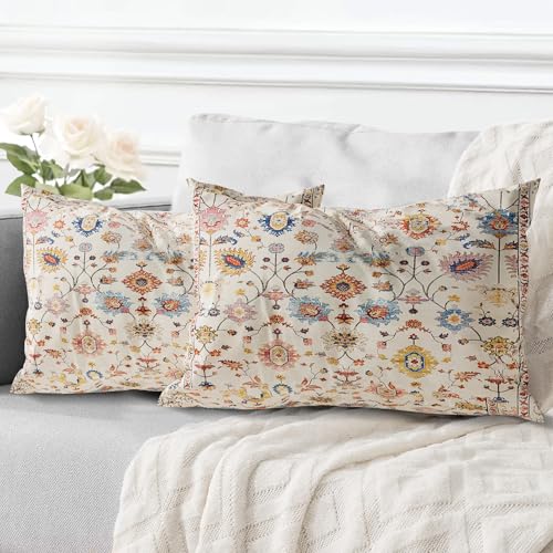 ECZOIL 2er Set Boho Kissenbezüge 30x50 cm,Böhmische Blumen Dekorative Kissenhülle Flachs 12x20 Inch Doppelseitiger Druck Dekorative Kissenbezug für Wohnzimmer Sofa Schlafzimmer-Floral Cremefarben ECZOIL 2er Set Boho Kissenbezüge 30x50 cm,Böhmische Blumen Dekorative Kissenhülle Flachs 12x20 Inch Doppelseitiger Druck Dekorative Kissenbezug für Wohnzimmer Sofa Schlafzimmer-Floral Cremefarben von ECZOIL