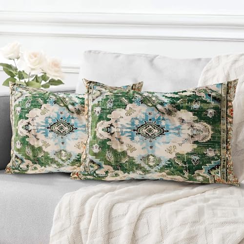 ECZOIL 2er Set Boho Kissenbezug 30x50 cm Kissenhülle Dekorative Boho Stil Vintage Zierkissenbezüge Kissen für Sofa Sessel Zuhause Schlafzimmer mit Verstecktem Reißverschluss - Grün ECZOIL 2er Set Boho Kissenbezug 30x50 cm Kissenhülle Dekorative Boho Stil Vintage Zierkissenbezüge Kissen für Sofa Sessel Zuhause Schlafzimmer mit Verstecktem Reißverschluss - Grün von ECZOIL