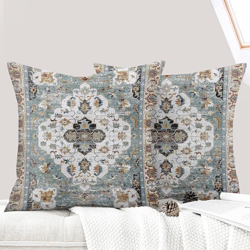 ECZOIL 2er Set Boho Kissenbezug 40x40 cm Kissenhülle Dekorative Boho Stil Vintage Zierkissenbezüge Kissen für Sofa Sessel Zuhause Schlafzimmer mit Verstecktem Reißverschluss - Grün Braun ECZOIL 2er Set Boho Kissenbezug 40x40 cm Kissenhülle Dekorative Boho Stil Vintage Zierkissenbezüge Kissen für Sofa Sessel Zuhause Schlafzimmer mit Verstecktem Reißverschluss - Grün Braun von ECZOIL
