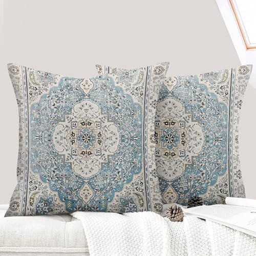 ECZOIL 2er Set Boho Kissenbezug 40x40 cm Kissenhülle Dekorative Boho Stil Vintage Zierkissenbezüge Kissen für Sofa Sessel Zuhause Schlafzimmer mit Verstecktem Reißverschluss - Himmelblau ECZOIL 2er Set Boho Kissenbezug 40x40 cm Kissenhülle Dekorative Boho Stil Vintage Zierkissenbezüge Kissen für Sofa Sessel Zuhause Schlafzimmer mit Verstecktem Reißverschluss - Himmelblau von ECZOIL
