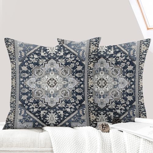 ECZOIL 2er Set Boho Kissenbezug 40x40 cm Kissenhülle Dekorative Boho Stil Vintage Zierkissenbezüge Kissen für Sofa Sessel Zuhause Schlafzimmer mit Verstecktem Reißverschluss - Saphirblau ECZOIL 2er Set Boho Kissenbezug 40x40 cm Kissenhülle Dekorative Boho Stil Vintage Zierkissenbezüge Kissen für Sofa Sessel Zuhause Schlafzimmer mit Verstecktem Reißverschluss - Saphirblau von ECZOIL