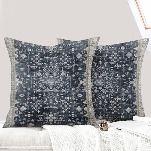 ECZOIL 2er Set Boho Kissenbezug 40x40 cm Kissenhülle Dekorative Boho Stil Vintage Zierkissenbezüge Kissen für Sofa Sessel Zuhause Schlafzimmer mit Verstecktem Reißverschluss - Blaubraun ECZOIL 2er Set Boho Kissenbezug 40x40 cm Kissenhülle Dekorative Boho Stil Vintage Zierkissenbezüge Kissen für Sofa Sessel Zuhause Schlafzimmer mit Verstecktem Reißverschluss - Blaubraun von ECZOIL