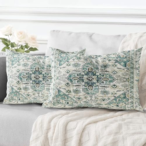 ECZOIL 2er Set Boho Kissenbezug 40x80 cm Kissenhülle Dekorative Boho Stil Vintage Zierkissenbezüge Kissen für Sofa Sessel Zuhause Schlafzimmer mit Verstecktem Reißverschluss - Hellgrün von ECZOIL