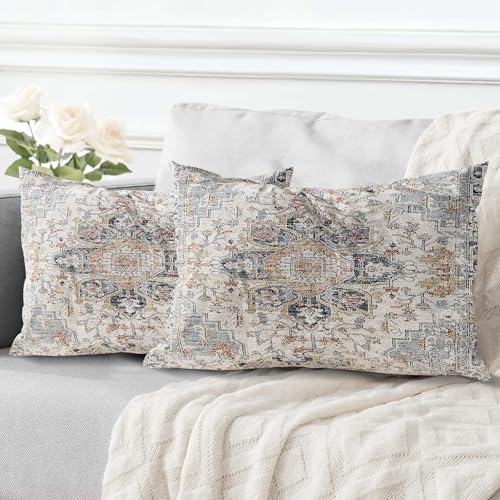 ECZOIL 2er Set Boho Kissenbezug 40x80 cm Kissenhülle Dekorative Dekokissen Boho Stil Vintage Zierkissen für Wohnzimmer Schlafzimmer Sofa Home Decor mit Verstecktem Reißverschluss - Blau Grau von ECZOIL