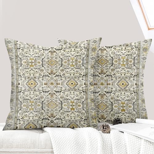 ECZOIL 2er Set Boho Kissenbezug 45x45 cm Kissenhülle Dekorative Dekokissen Boho Stil Vintage Zierkissen für Wohnzimmer Schlafzimmer Sofa Home Decor mit Verstecktem Reißverschluss - Gelb Grau ECZOIL 2er Set Boho Kissenbezug 45x45 cm Kissenhülle Dekorative Dekokissen Boho Stil Vintage Zierkissen für Wohnzimmer Schlafzimmer Sofa Home Decor mit Verstecktem Reißverschluss - Gelb Grau von ECZOIL