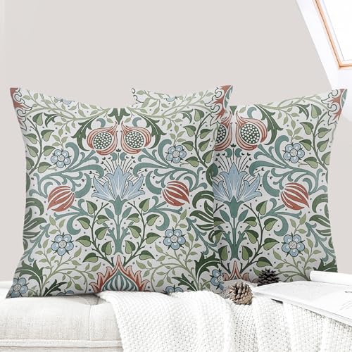 ECZOIL 2er Set Kissenbezüge für 50x50 cm, Blumen Dekorative Kissenhülle Kurzer Plüsch 20x20 Inch Doppelseitiger Druck Dekorative Kissenbezug für Wohnzimmer Sofa Schlafzimmer-Lilie von ECZOIL