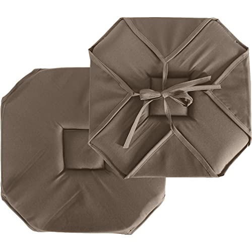 ED ENJOY HOME Stuhlkissen mit Klappe, 40 x 40 cm, Nerzbraun, mit Bändern, 100% Polyester, Stoff Öko-TEX, Satin, Kollektion Basic von Enjoy Home
