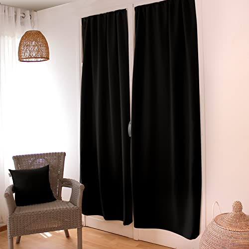ED Enjoy Home Verdunkelungsvorhang, Gardinenstange, Schwarz, 90 x 210 cm, 100% Polyester, Stoff Öko-TEX, Kollektion Lakritze von Enjoy Home