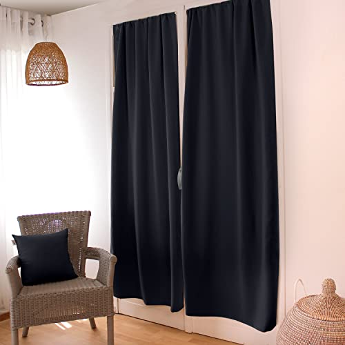 Enjoy Home – Türvorhang, Blickdicht, mit Stangendurchzug – 100% Polyester – 90 x 210 cm – Stoff Zertifiziert nach Öko-Tex – fertig zum Aufhängen – pflegeleicht – Kollektion Basic – Farbe Dunkelgrau von ED ENJOY HOME