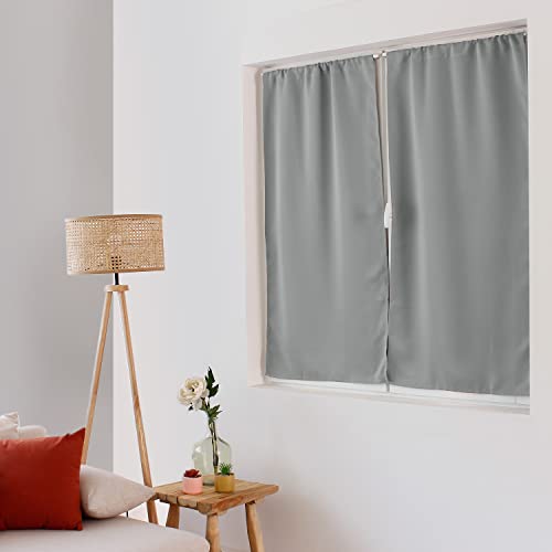 Enjoy Home – Verdunkelungsvorhang, Basic, mit Zugstange, gerade Verarbeitung, 100% Polyester, Öko-TEX-zertifizierter Stoff, 60 x 120 cm, Grau von ED ENJOY HOME